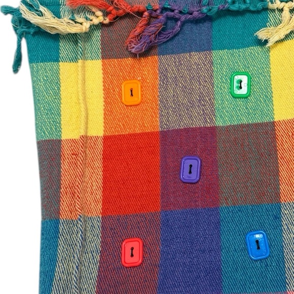 Mooncraft handmade NWT  button Red and Orange TasseledTote Bag lined flannel red - Picture 13 of 13